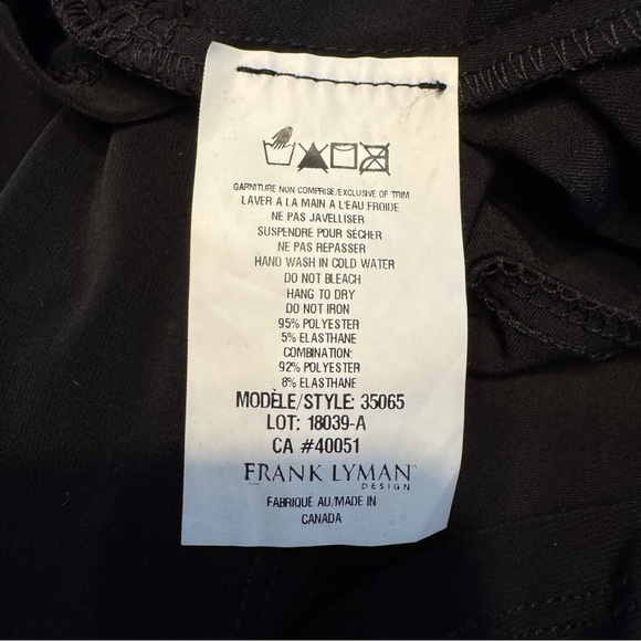 NWT Frank Lyman Designs Short Sleeve Mesh Front Boat Neck Black Top Sz 10 - Picture 9 of 11